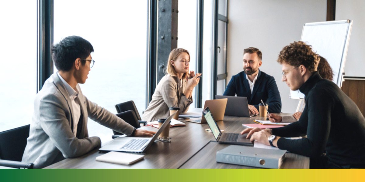 team collaborating in conference room