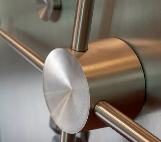 Close-up of a metal vault door locking mechanism